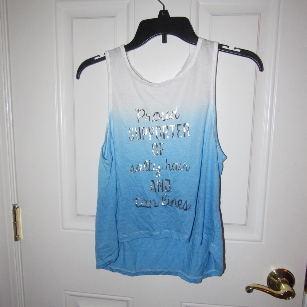 Blue and white tank top